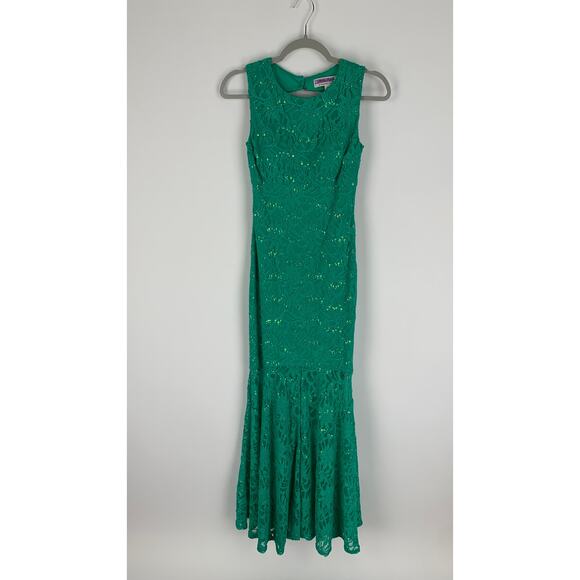 Hailey Logan Adrianna Papell Sequin Mermaid Formal Maxi Dress Womens 3/4 Green - Picture 7 of 11